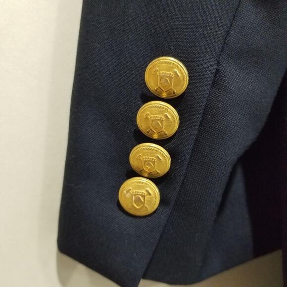 Lauren Ralph Lauren Blazer Mens 43R Navy Wool Gold Button Two Button Sport Coat - Picture 5 of 14
